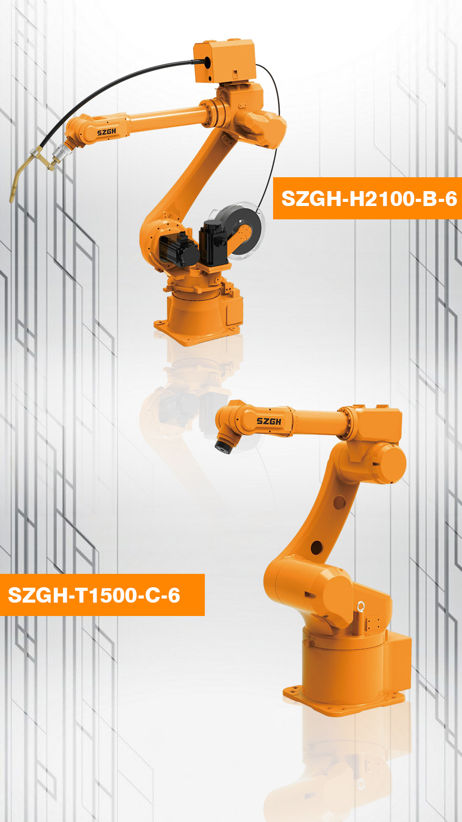 What parts does the SZGH robot consist of and what scenarios are it used in?
