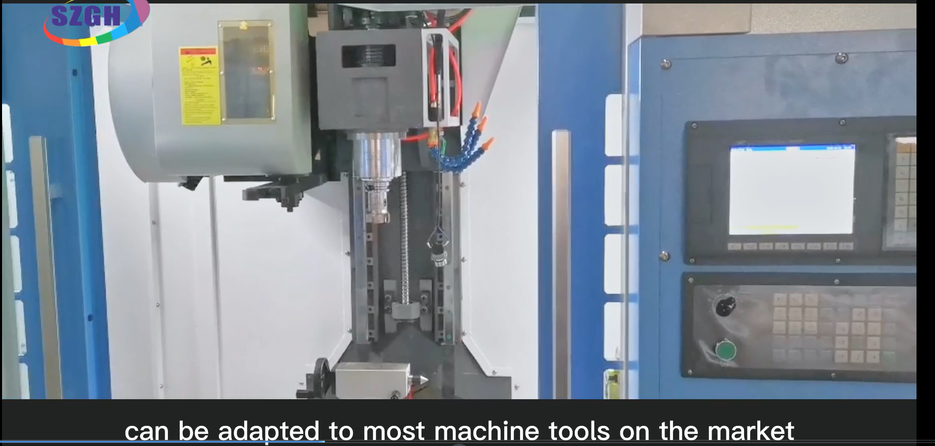 The video shows the application of SZGH-CNC1000MDc controller on a four-axis milling machine.