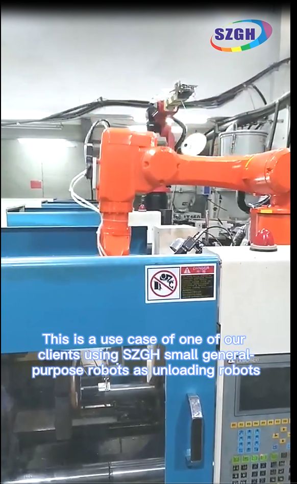 This is a use case of one of our clients using SZGH small general-purpose robots as unloading robots