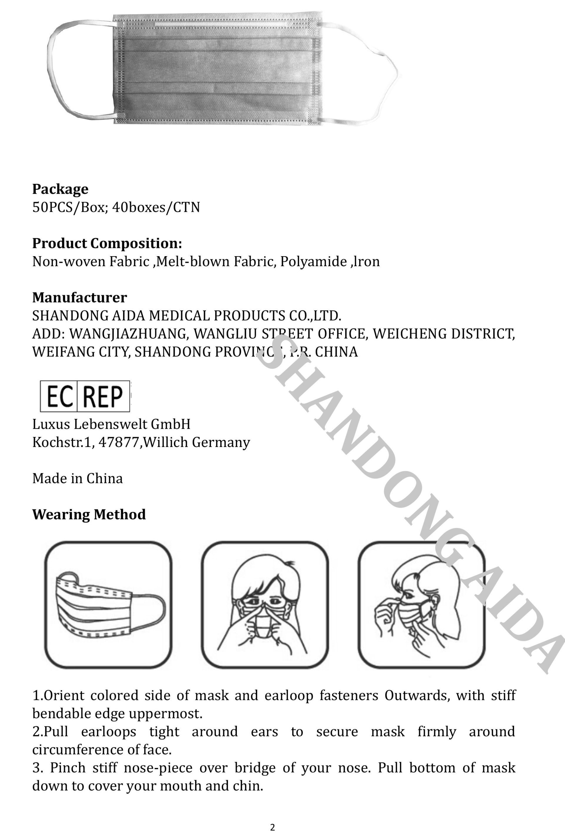 Technical Data For Type ⅡR Mask 2