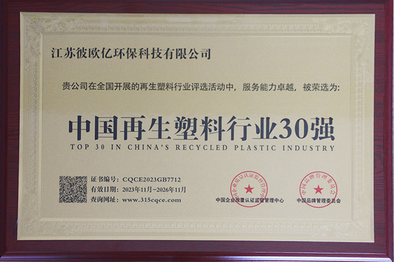 中国再生塑料行业30强