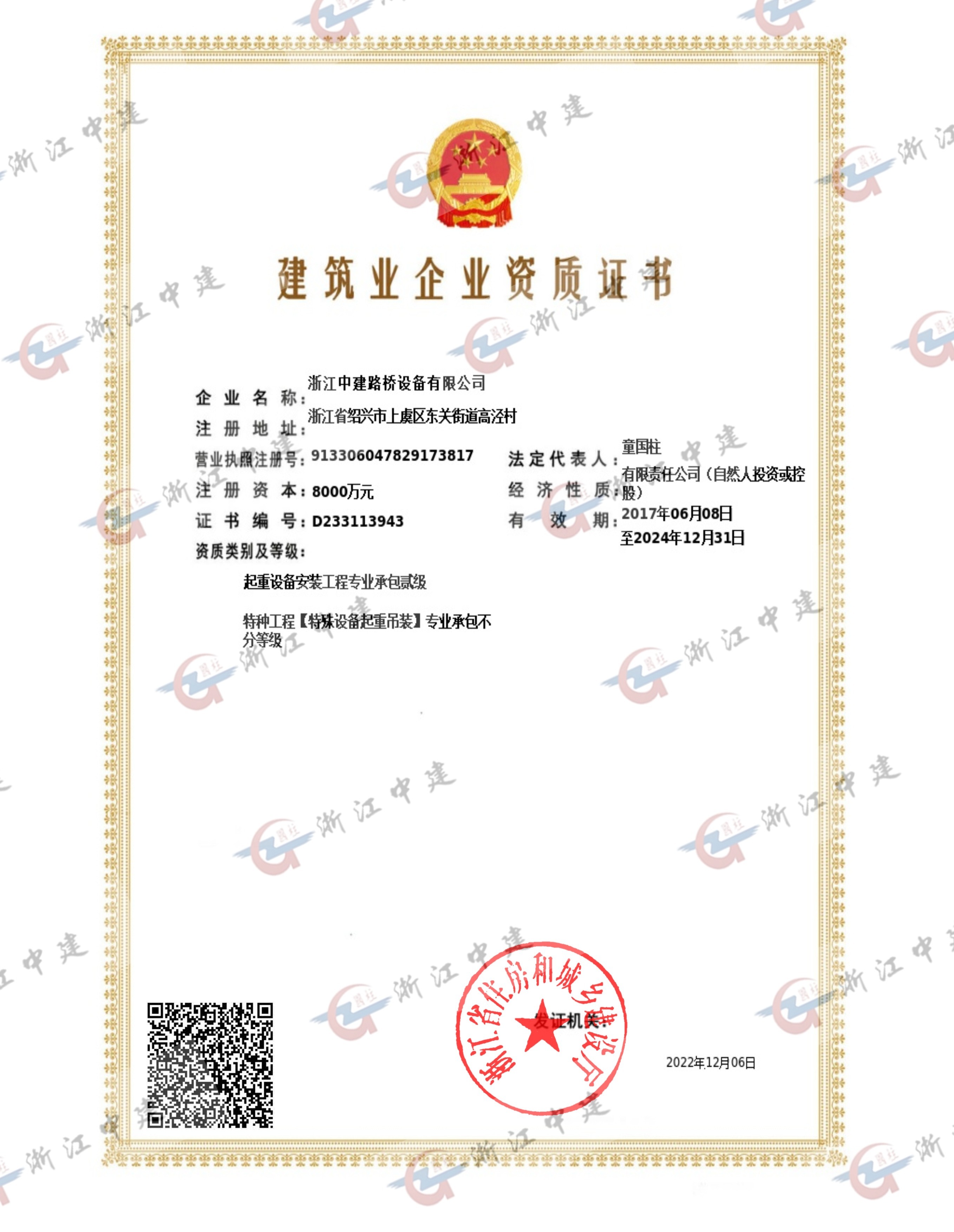 Qualification Certificate of Construction Enterprise