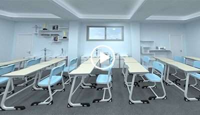 可拆装课桌椅3D效果图VR全景  HY-0235KD