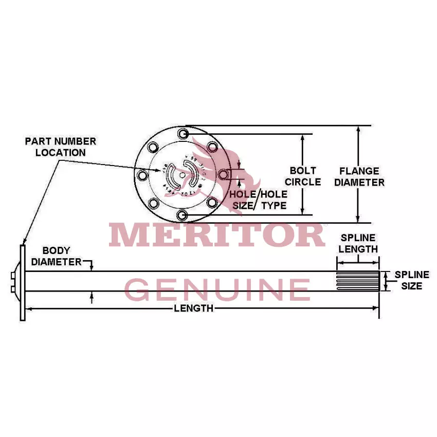 Meritor 3202K9267 Axle Shaft