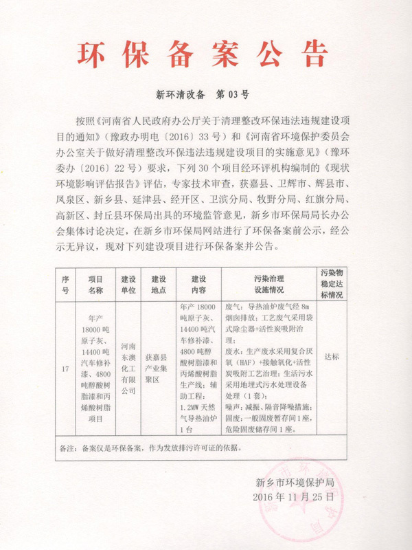 Environmental Filing Notice