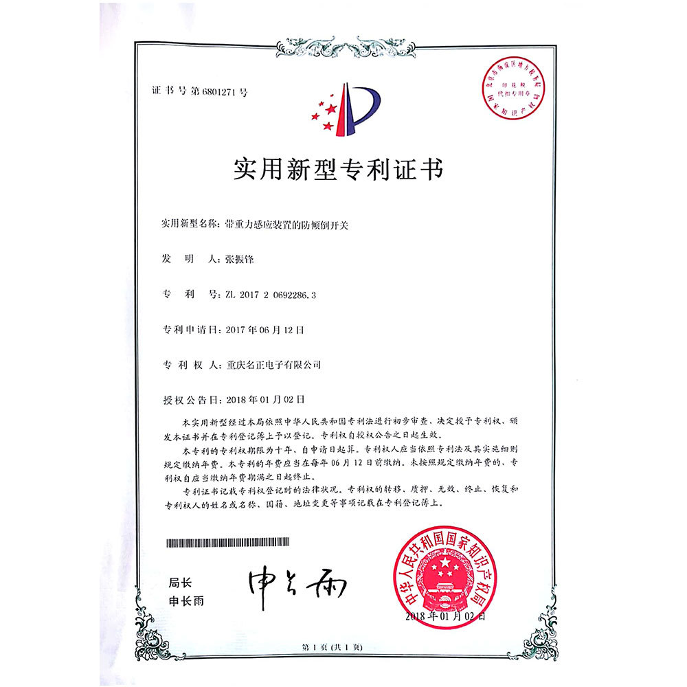 帶重力感應(yīng)裝置的防傾倒的開關(guān)