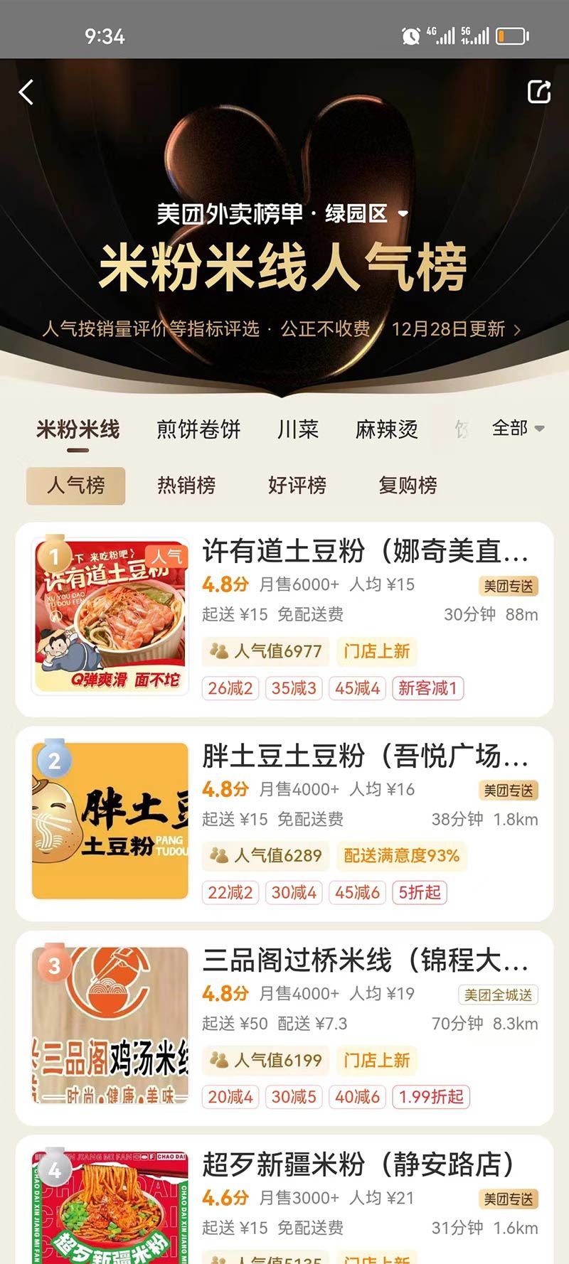 美團(tuán)外賣(mài)米粉米線(xiàn)人氣榜 美團(tuán)外賣(mài)米粉米線(xiàn)人氣榜