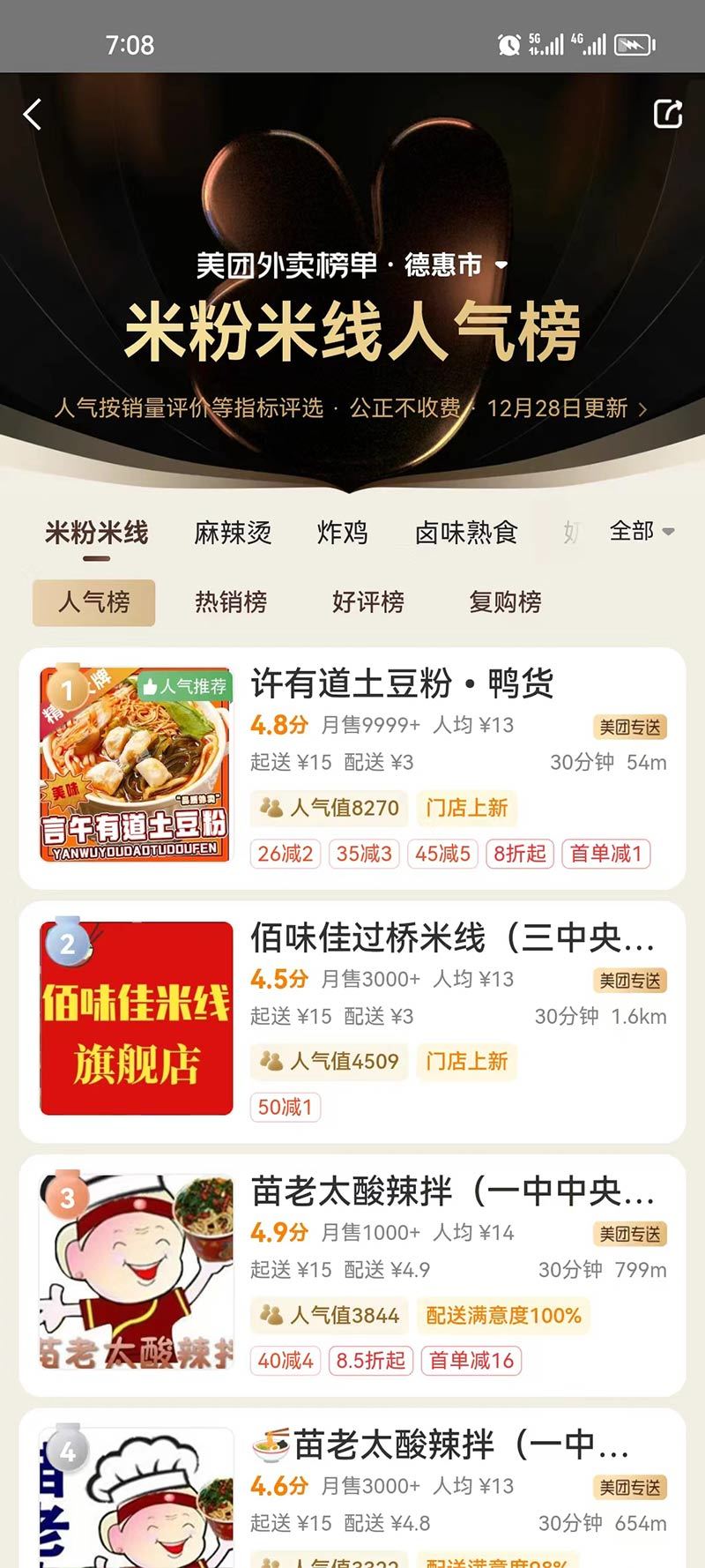 美團(tuán)外賣(mài)米粉米線(xiàn)人氣榜 美團(tuán)外賣(mài)米粉米線(xiàn)人氣榜