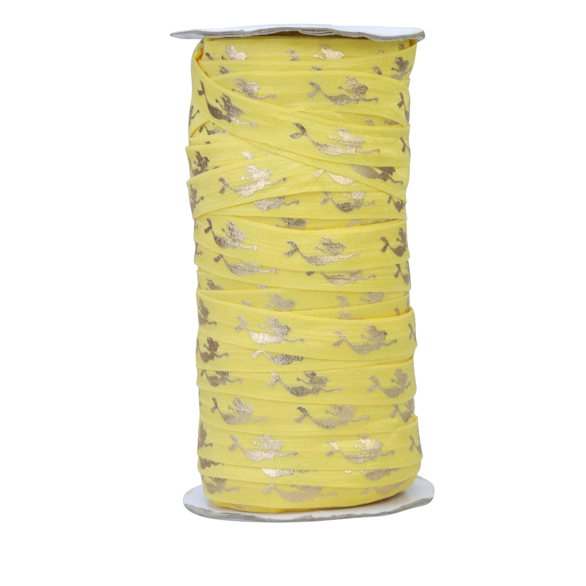 Venta al por mayor 5/8 "hoja de oro árbol impreso pliegue sobre cinta elástica