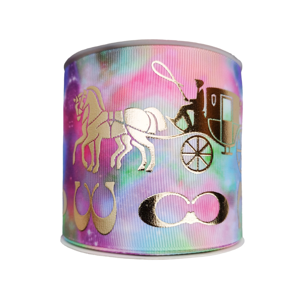 3 pulgadas 75mm logos serie holograma grosgrain cinta 50 yardas por rollo