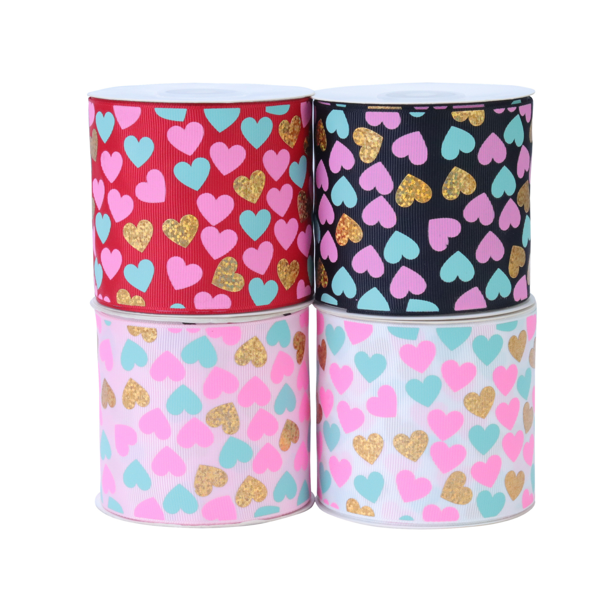 75MM hotsale hologram Valentine ribbon 50yards/lot Yards per roll