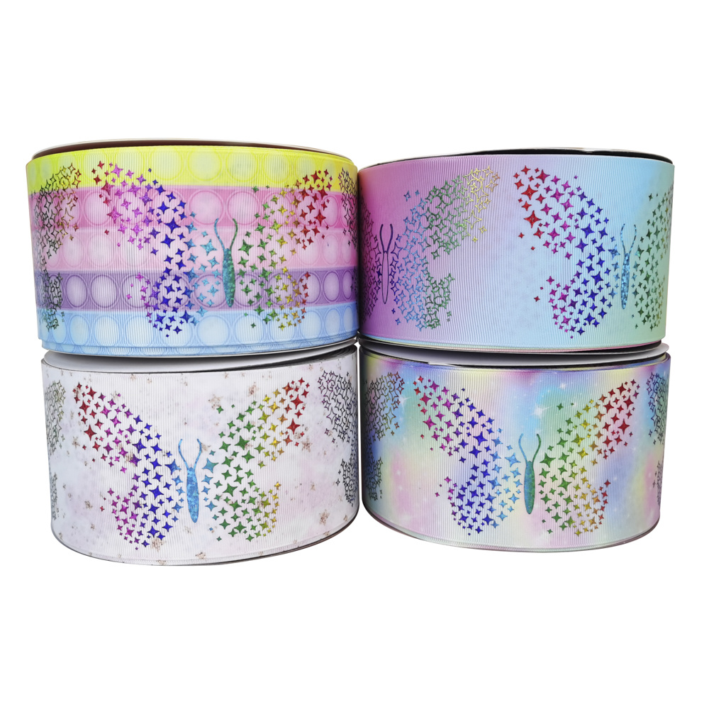 75MM Hot colorful butterfly Ribbon 50 Yards per roll