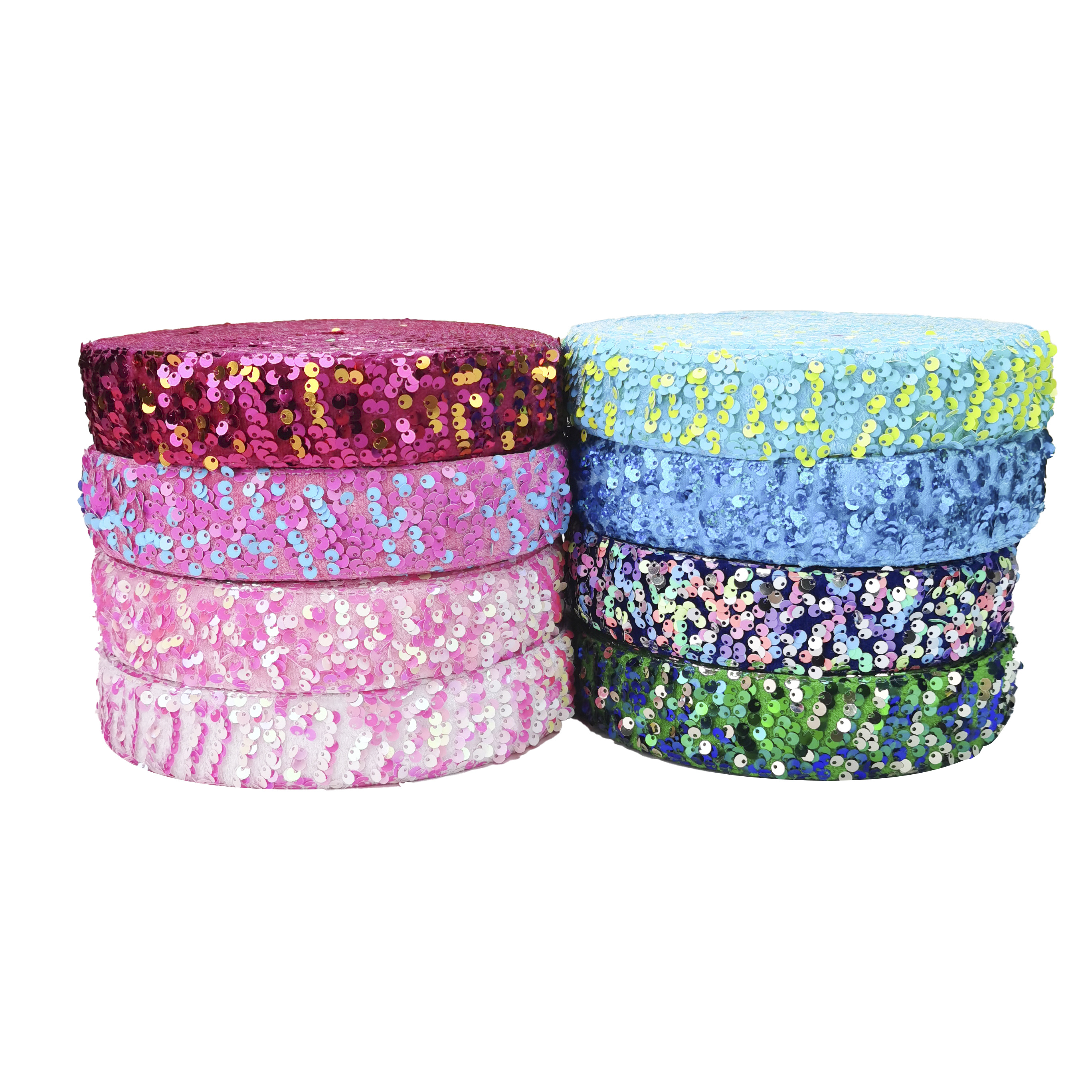 38MM Many Colors Velvet Sequin 25Yards per roll with high quality