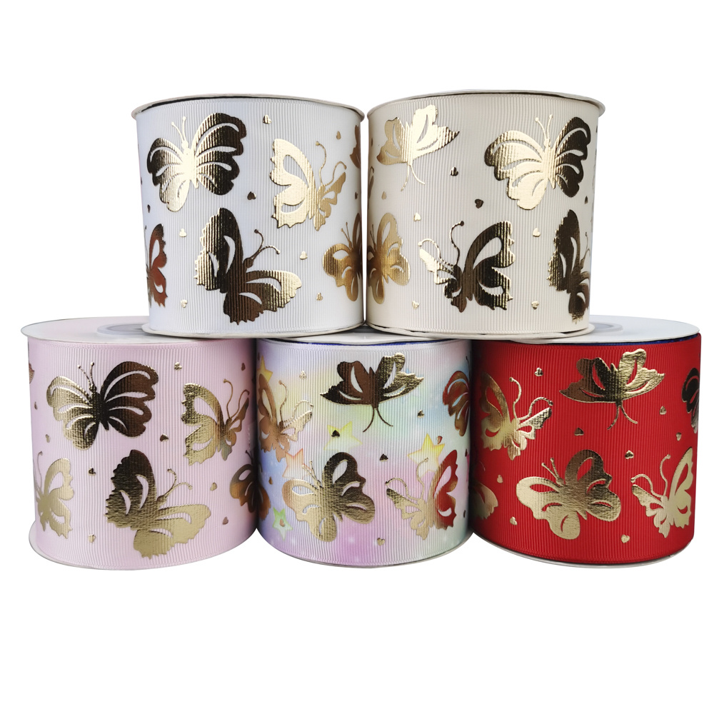 75mm gilding butterfly Ribbon 50 Yards per roll 