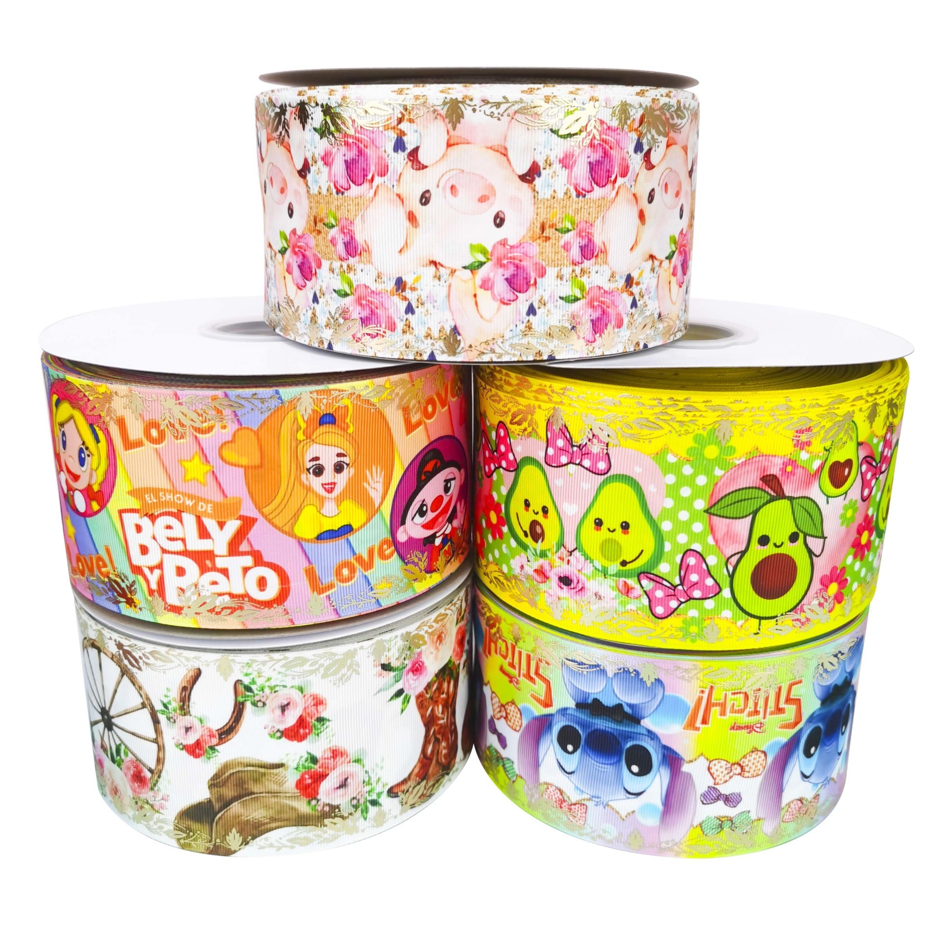 3 inch 75mm foil lace multicolored flower printed grosgrain ribbons for Bows Decoration gift packing DIY handmade crafts 50 yards per roll