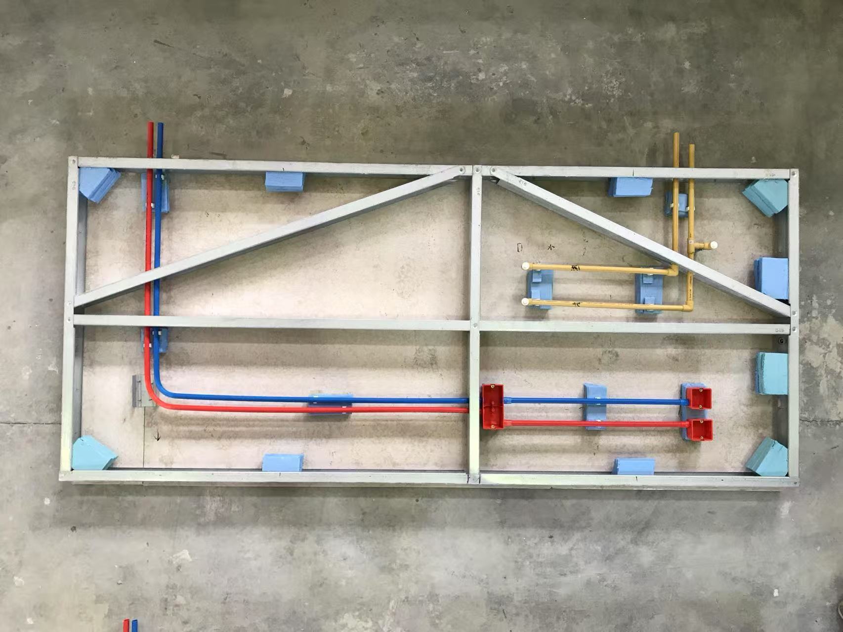 Layout Diagram of Electrical and Plumbing Pipelines for Magnesium-Based Grouted Walls