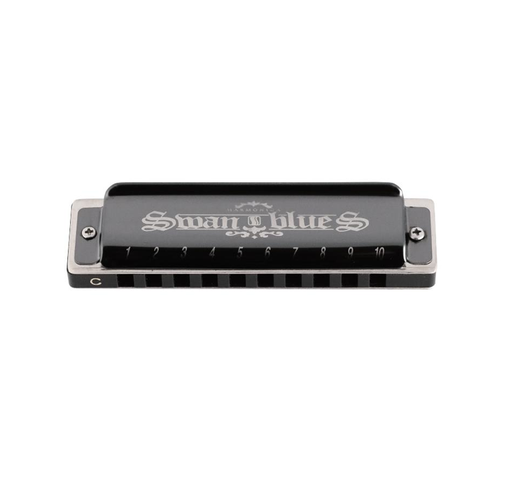 SW1020H-BK 10 hole 20 tone senior black swan blues(plastic box)