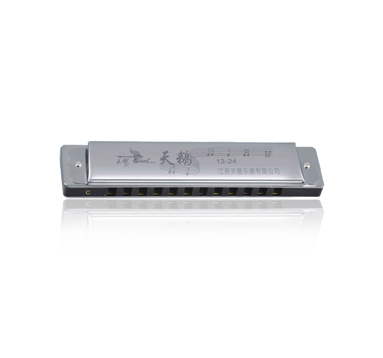 SW1224 12 hole 24tone C-tune copper reed plate, stainless steel cover plate harmonica（paper box）
