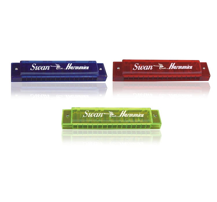 SW16-3 16 hole Aluminum reed plate, transparent plastic shell harmonica(paper box)