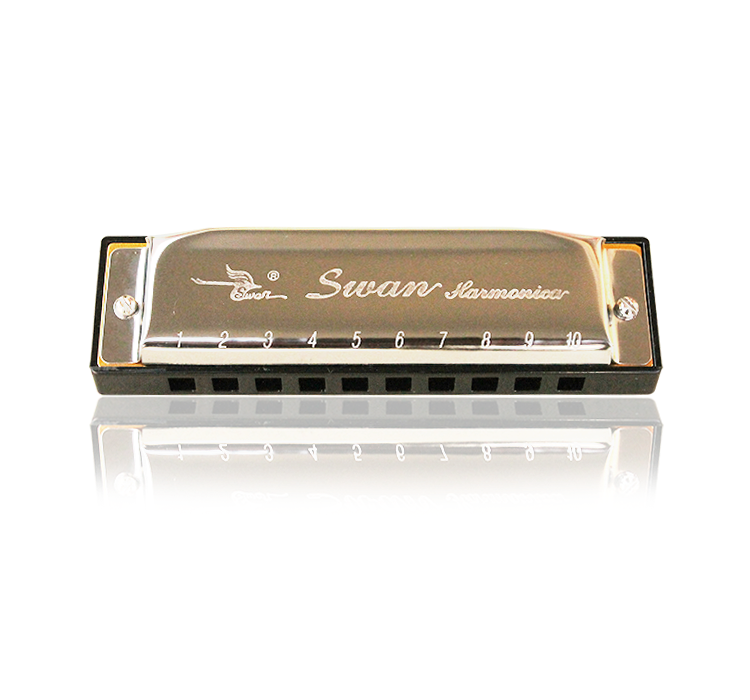 SW1020-10  10-hole, 20-note, aluminum-seated, stainless steel-covered harmonica (carton)