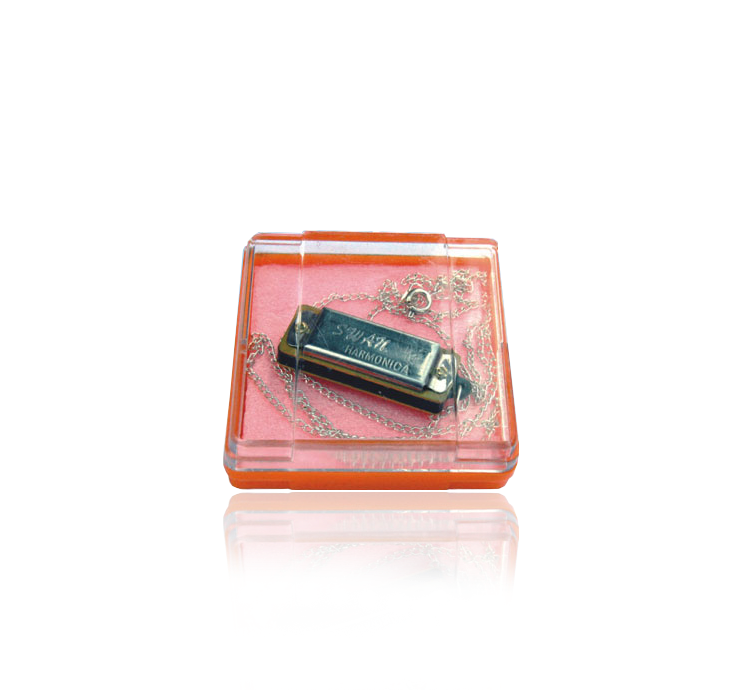 SW4-1 4 hole 8tone mini harmonica(transparent plastic box)