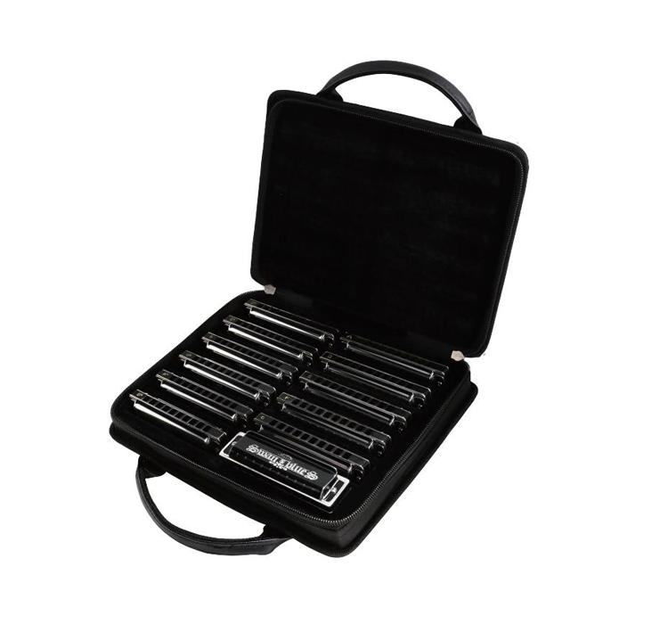 SW1020H-BK12T 10 hole 12-tune black swan suit senior playing harmonica(gift bag)