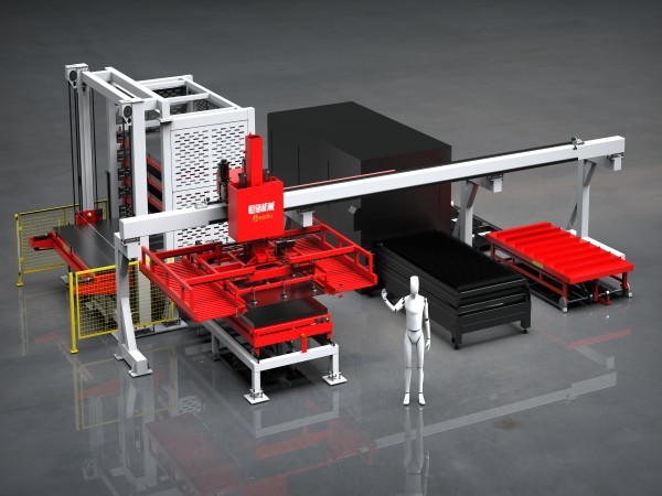 Automatic composite loading and unloading + plate storage warehouse (side)