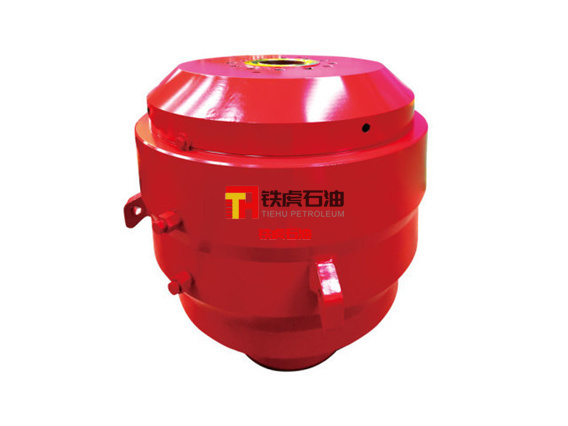 Tapered rubber core annular blowout preventer threaded head cover