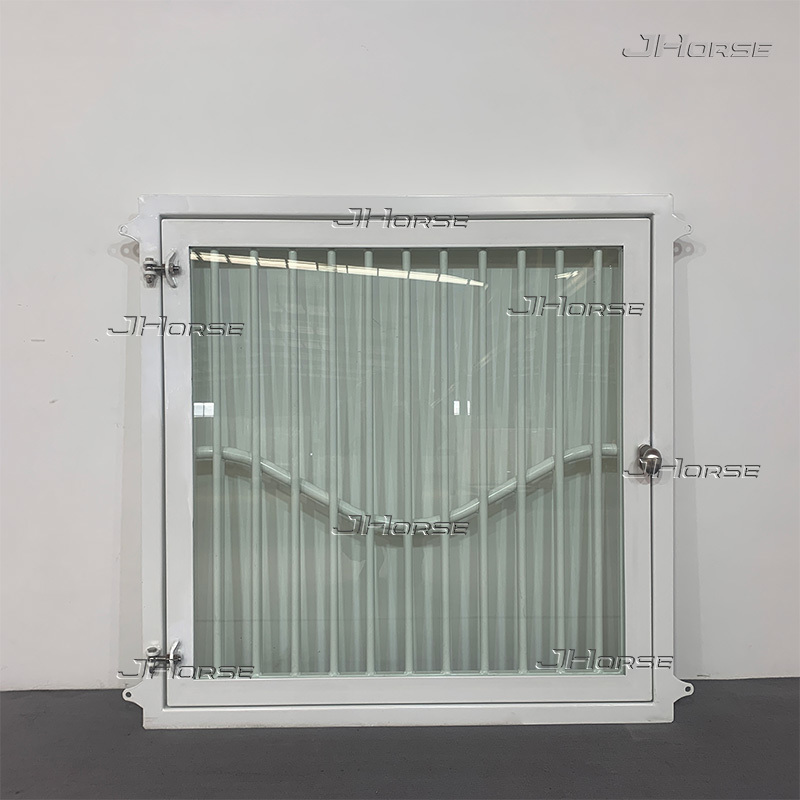 White Powder-Coated Barn Window with V-Yoke