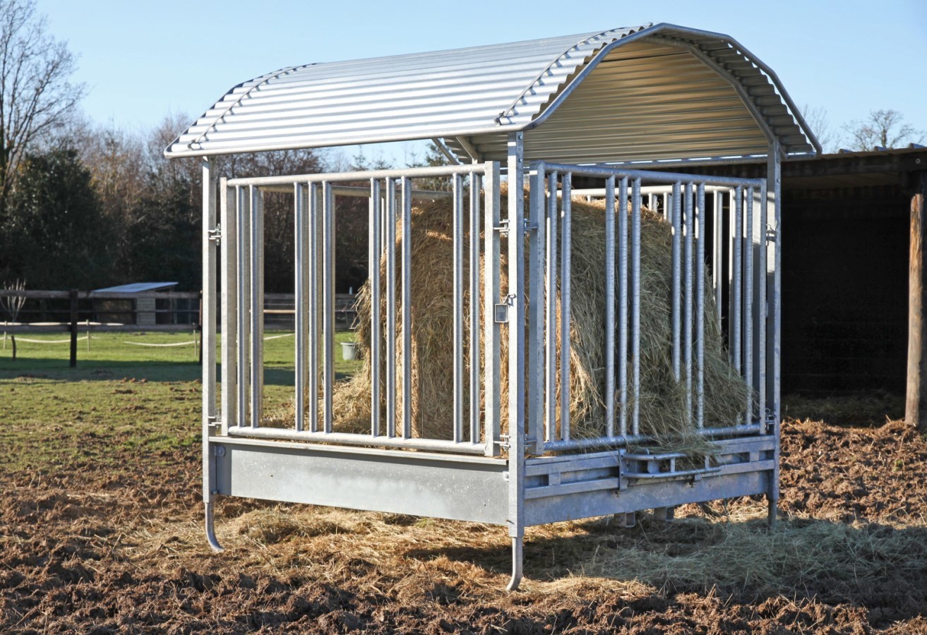 Square Hay Rack for Horses with Safety Feeding Barrier