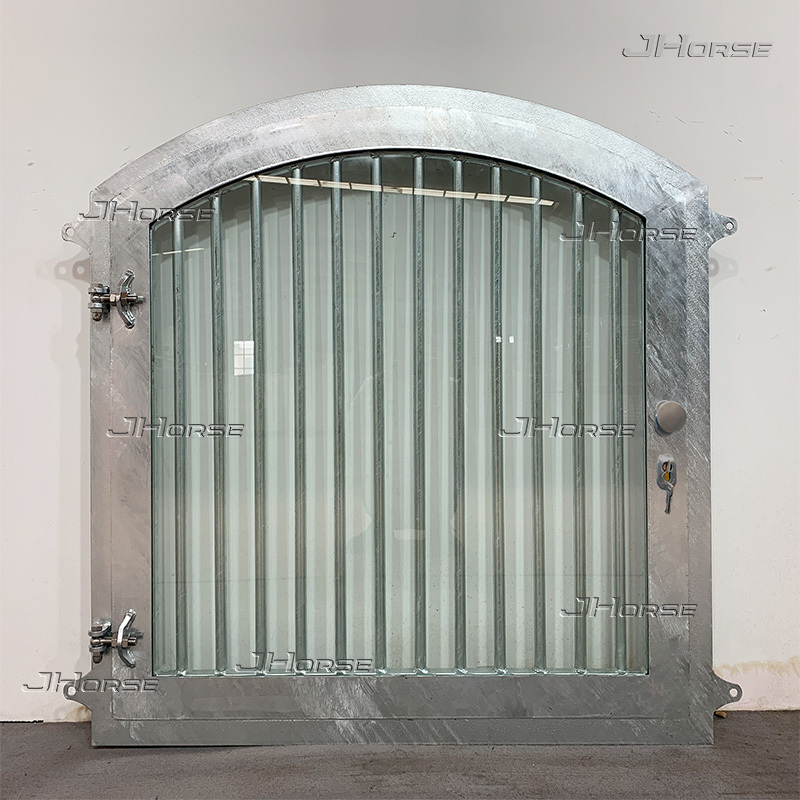 Hot Dipping Galvanized Arched Top Stall Window with Grill & Tempered Glass