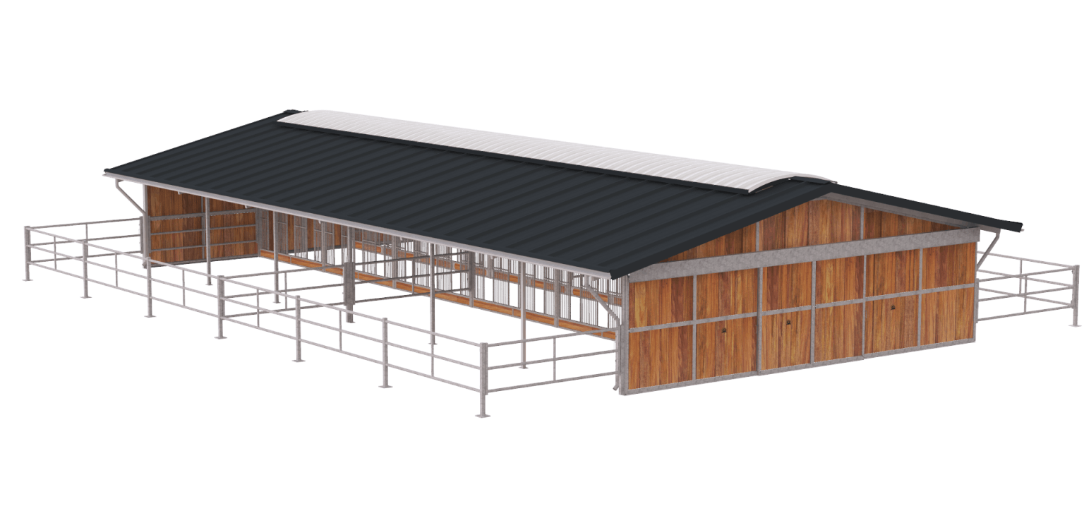 Pasture Sheds with Full Opening Barrier Front Panels