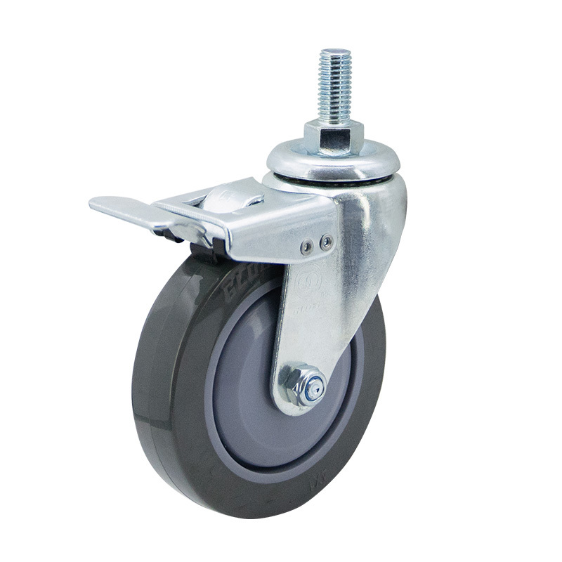 EC02 Series - 5×1 Screw Nylon Double Brake Ultra-Quiet Polyurethane Caster