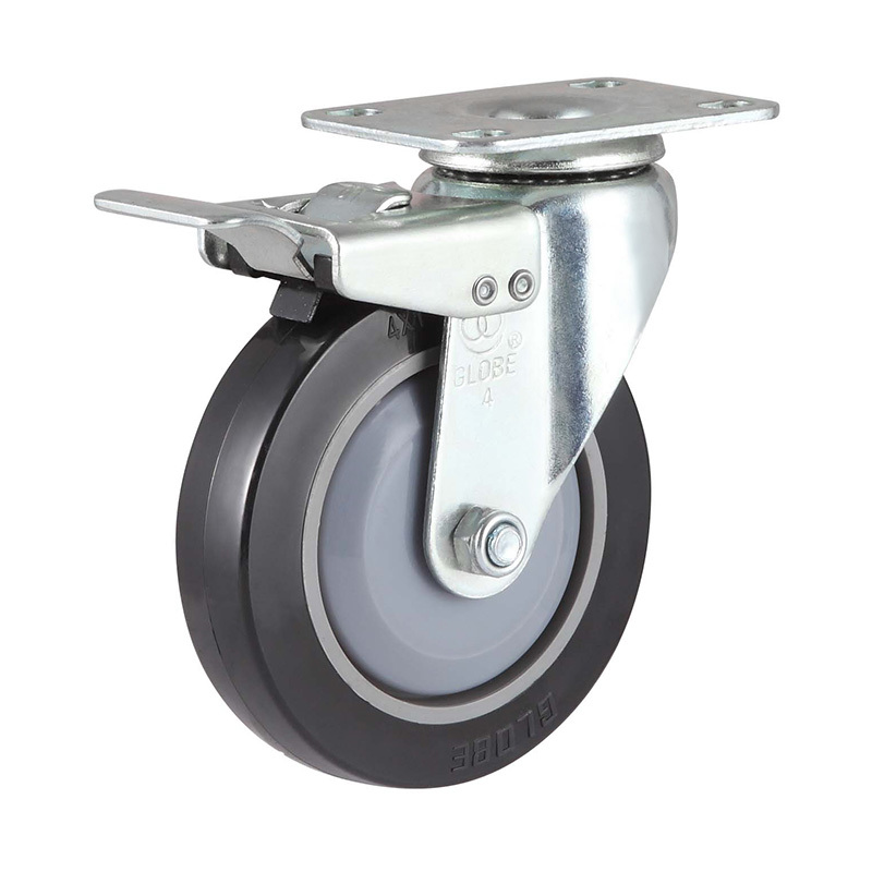 EC02 series - 5x1 active metal dual brake high-grade polyurethane wheel