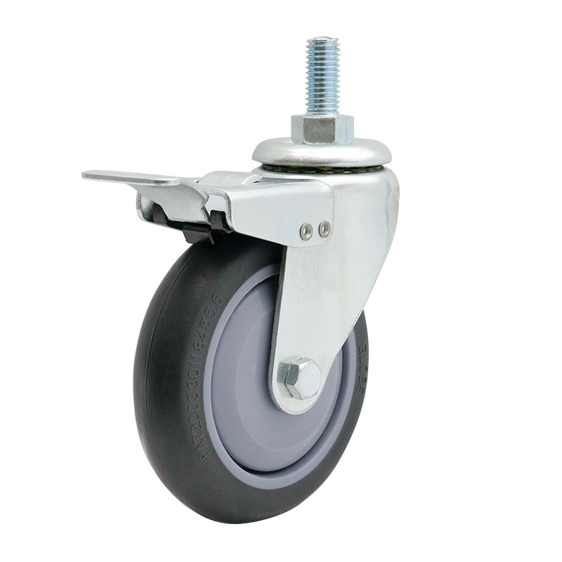 EC01 Series - 3×1 Screw Nylon Double Brake High Strength Synthetic Rubber Caster