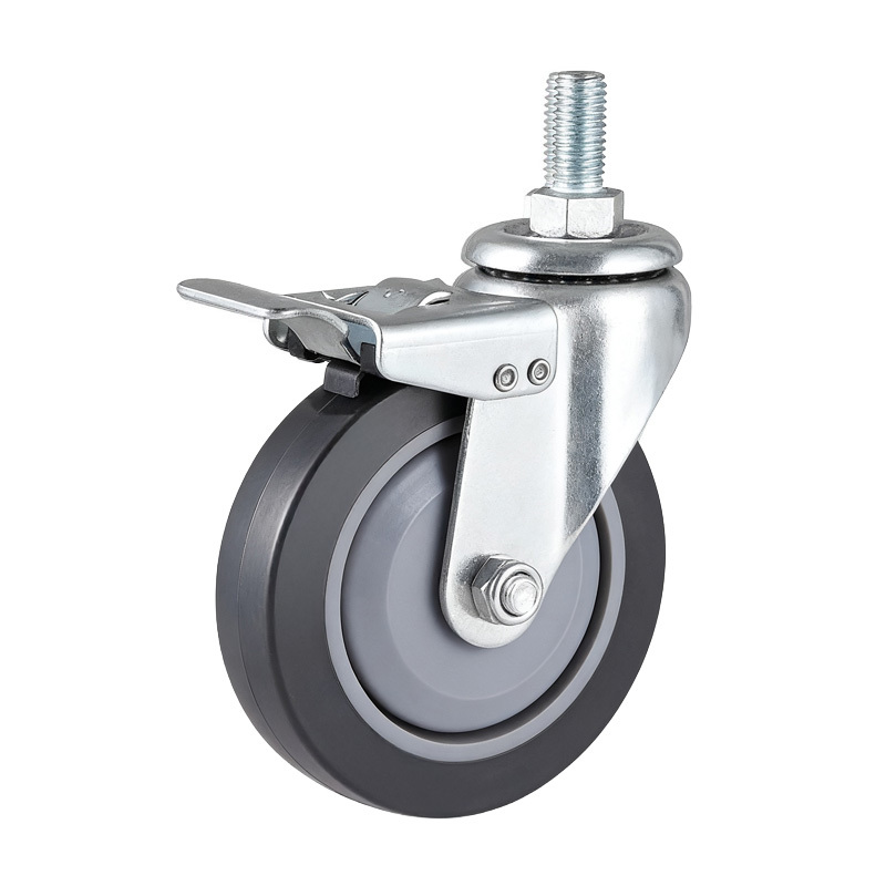 EC02 Series - 5×1 Lead Screw Metal Dual-Brake High-Strength Synthetic Rubber Casters EC02 Series - 5×1 Lead Screw Metal Dual-Brake High-Strength Synthetic Rubber Casters