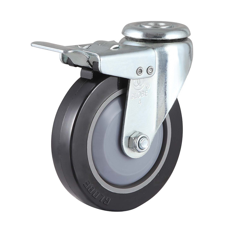 EC02 series - 5x1 hollow nail metal double brake high-grade polyurethane wheel