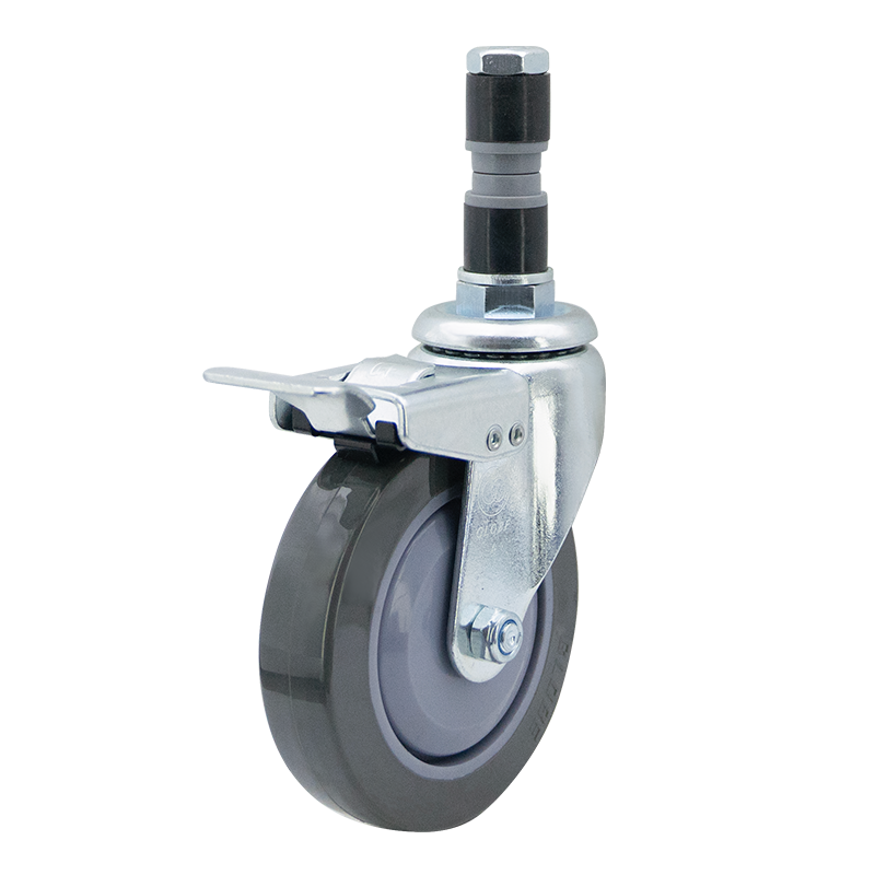 EC02 Series - 5×1 Expansion Glue Thread Nylon Double Brake Ultra-Quiet Polyurethane Casters