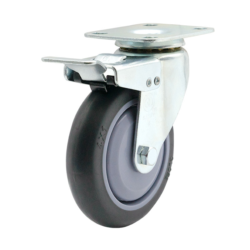 EC01 Series - 5×1 Active Metal Double Brake High-Strength Synthetic Rubber Caster