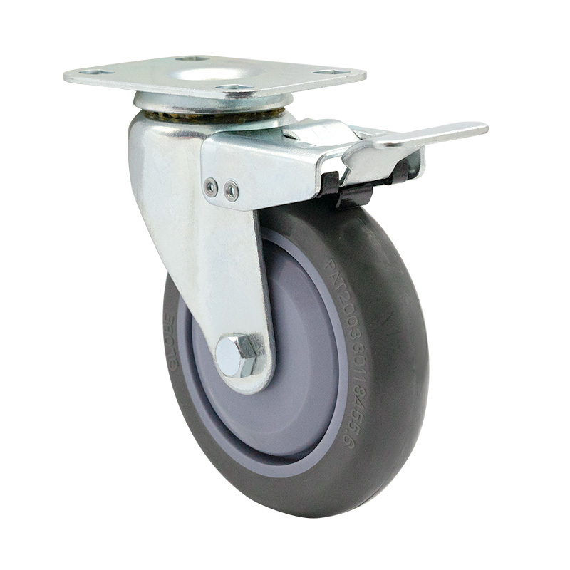 EC01 Series - 5×1 Active Metal Double Brake Ultra-Quiet Polyurethane Caster