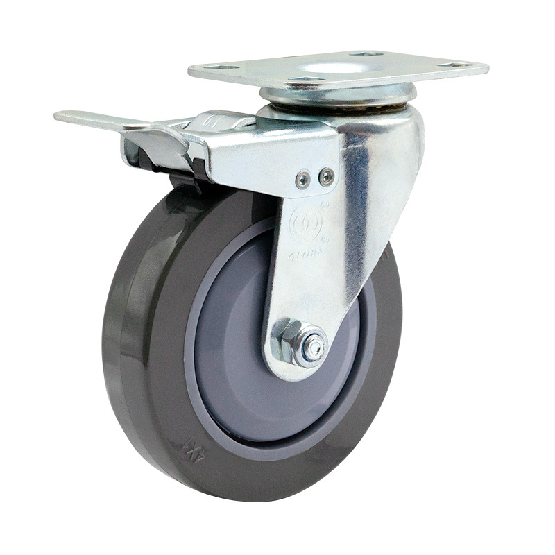 EC02 Series - 5×1 Active Metal Double Brake Ultra-Quiet Polyurethane Caster