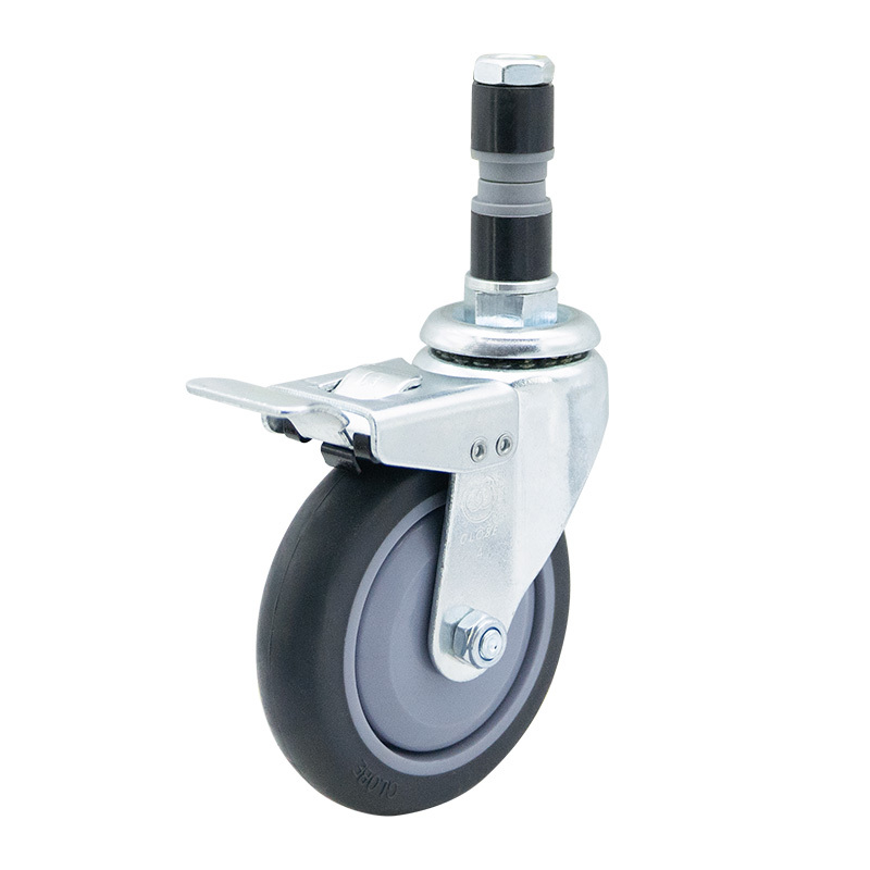 EC01 Series - 3×1 Expansion Glue Thread Nylon Double Brake High Strength Synthetic Rubber Caster