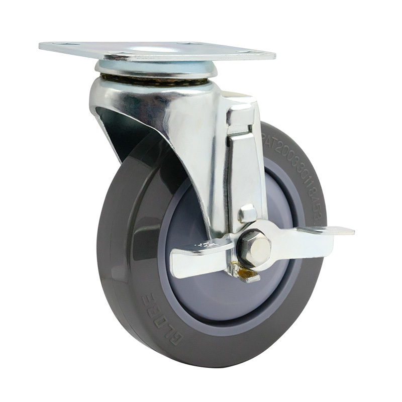 EC02 Series - 5×1 Active Metal Edge Brake Ultra-Quiet Polyurethane Caster