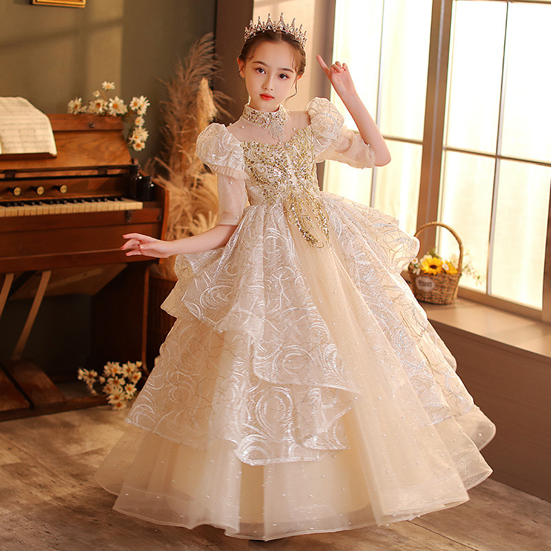 【童乐诗】儿童礼服主持人走秀女童钢琴演出服女孩公主裙