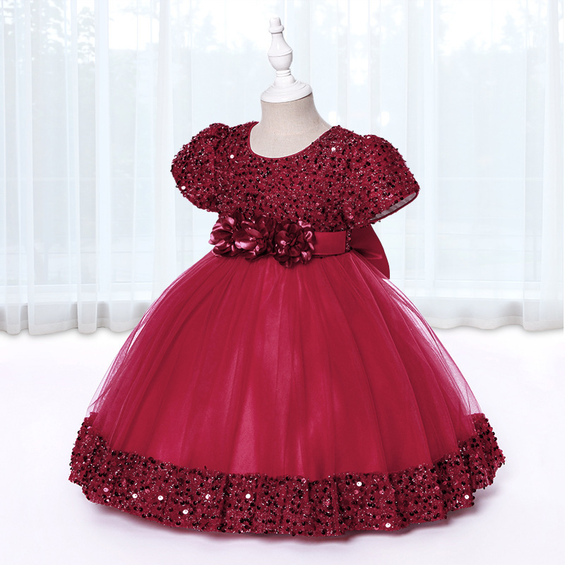 [Yan Meila] One-year-old Dress Cross-border Foreign Trade Children's Dress Princess Dress Sequin Puff Mesh Dress