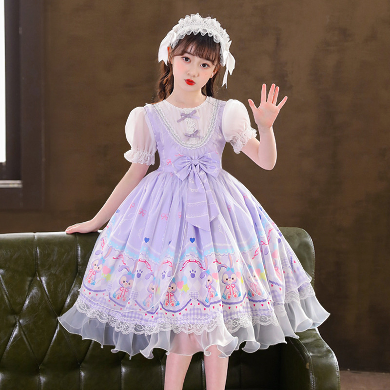 【拼秀秀】洛丽塔女童公主裙夏装新款短袖儿童lolita裙子全套连衣裙