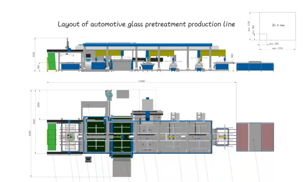 Línea de preprocesamiento de vidrio para automóviles, máquina de fabricación de vidrio