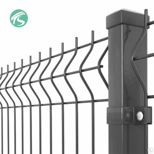 3D V Curved Black Welded Wire Fence Residential Fencing Clear View Fence