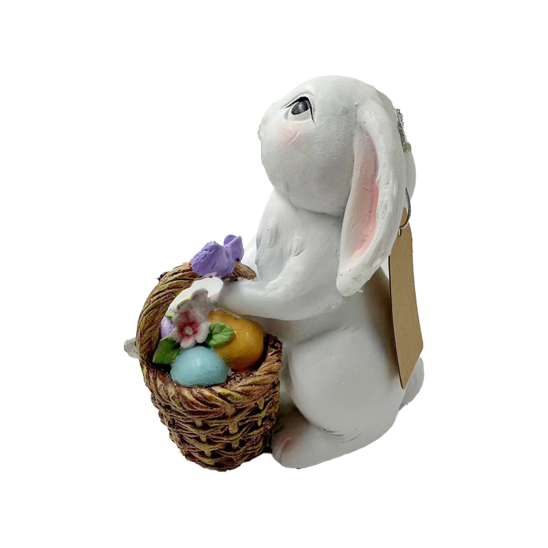 Flower Basket Rabbit Sculpture