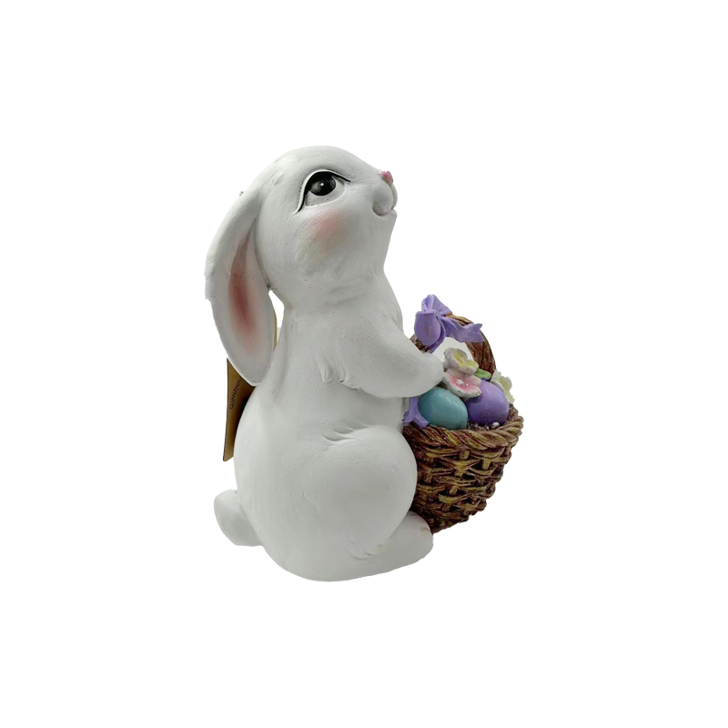 Flower Basket Rabbit Sculpture